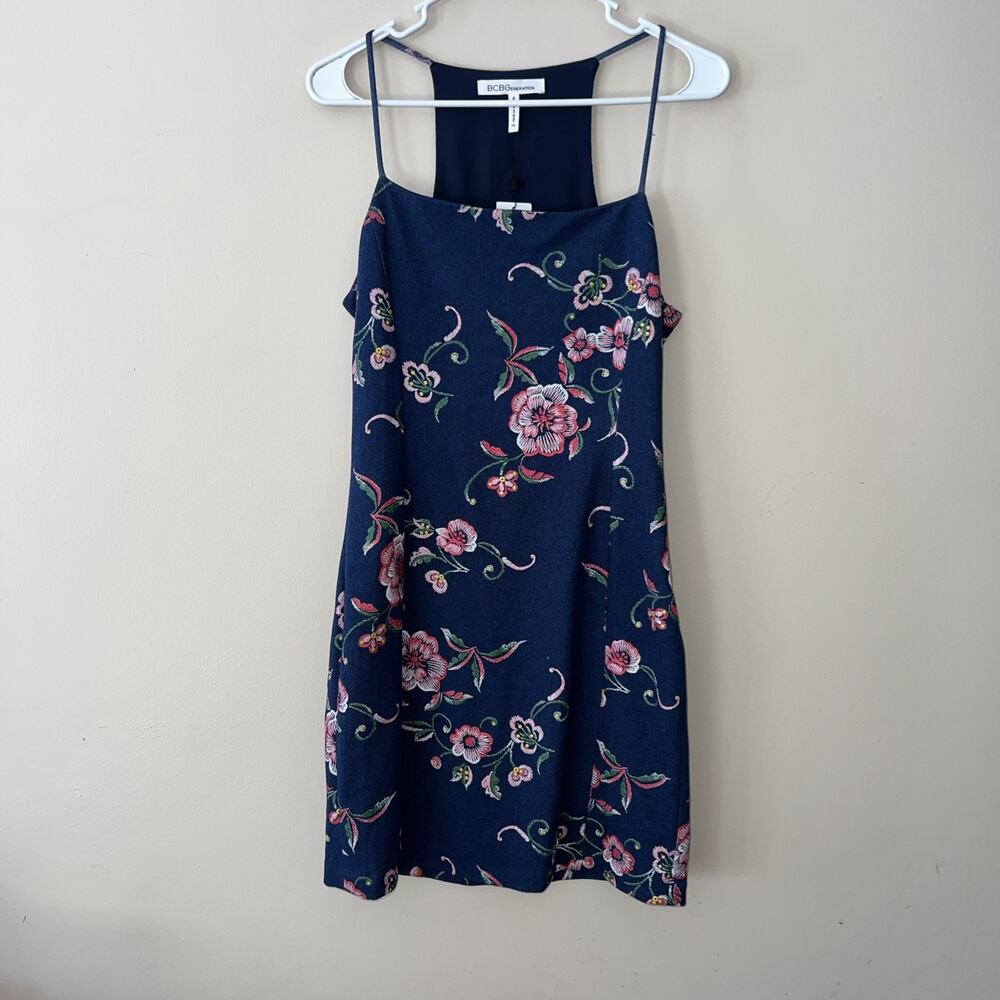 NWT BCBGMAXAZRIA Halter Sleeveless Blue Dress Floral Size 10 BCBG MSRP $98